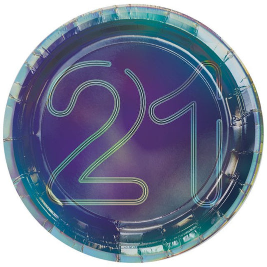 Finally 21 7" Round Iridescent Paper Plates - 8ct