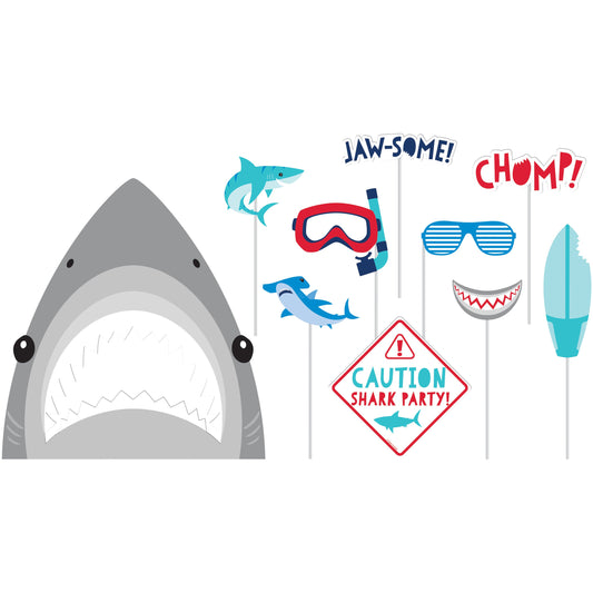 Shark Party Photo Booth Props - 10ct