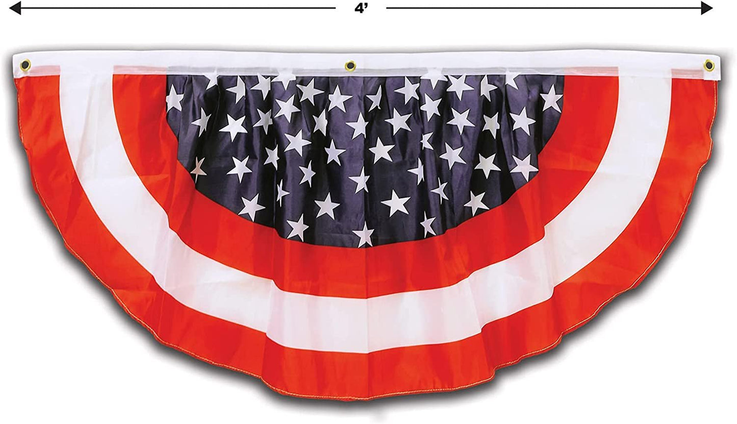 Patriotic Stars & Stripes Red, White, & Blue Fabric Bunting, 4-Feet, Pkg of 1