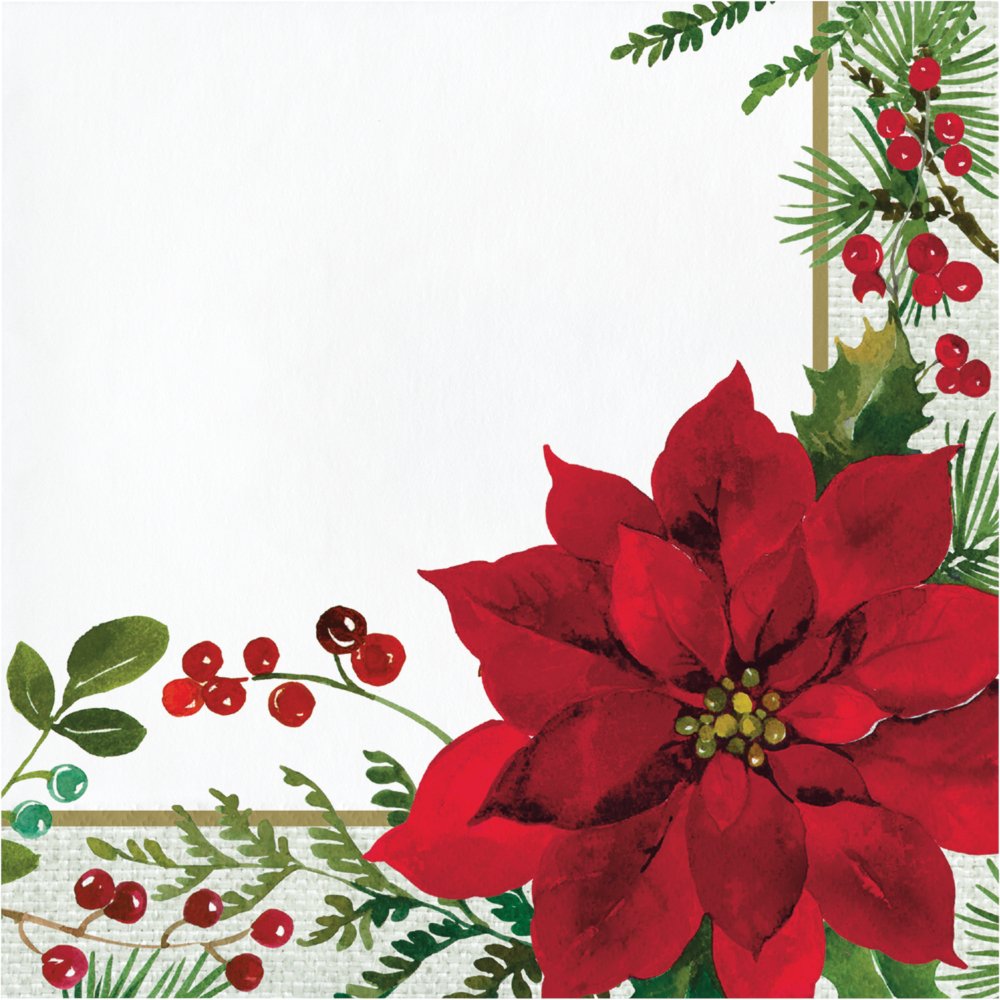 Posh Poinsettia Luncheon Napkins - 16ct