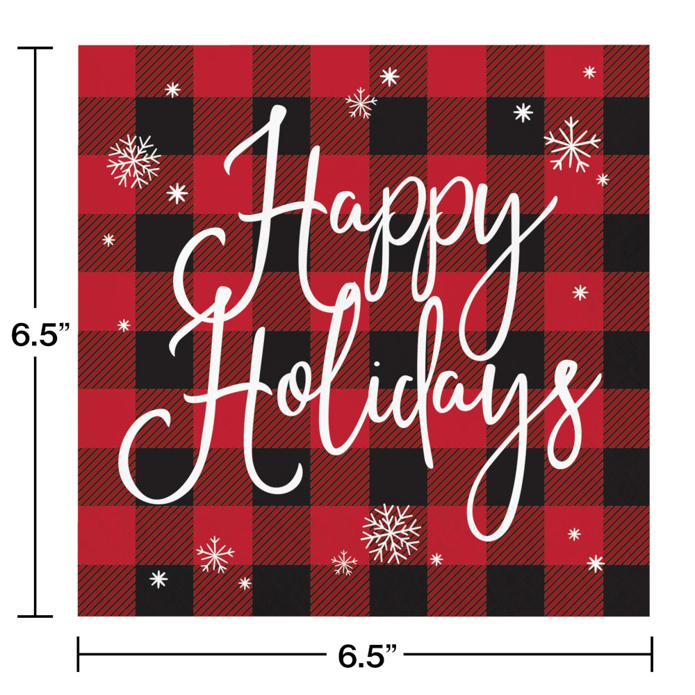 Buffalo Plaid Happy Holidays Luncheon Napkins - 16ct