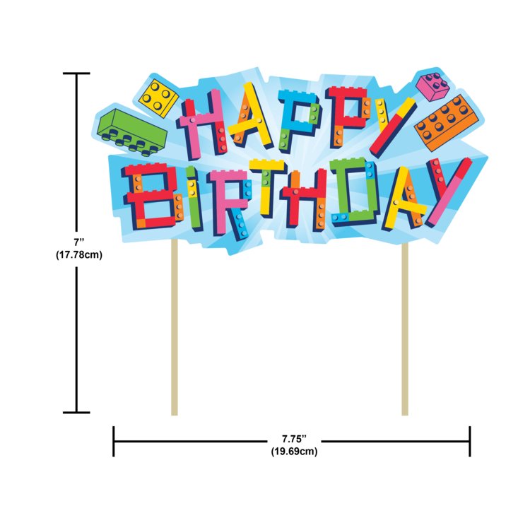 Block Bash Building Block Party Cake Topper - 1ct