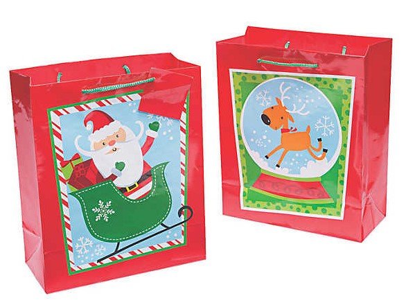 Whimsical Christmas Gift Bags - 12ct