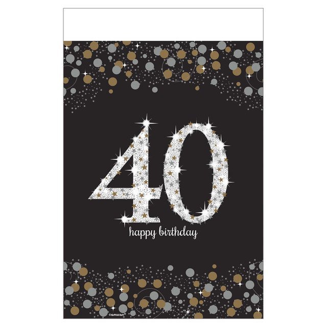 Sparkling Celebration 40th Birthday Plastic Table Cover - 54" x 102"