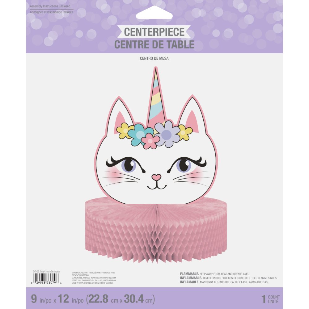 Kitty Cat Sassy Caticorn Honeycomb Table Centerpiece Decoration