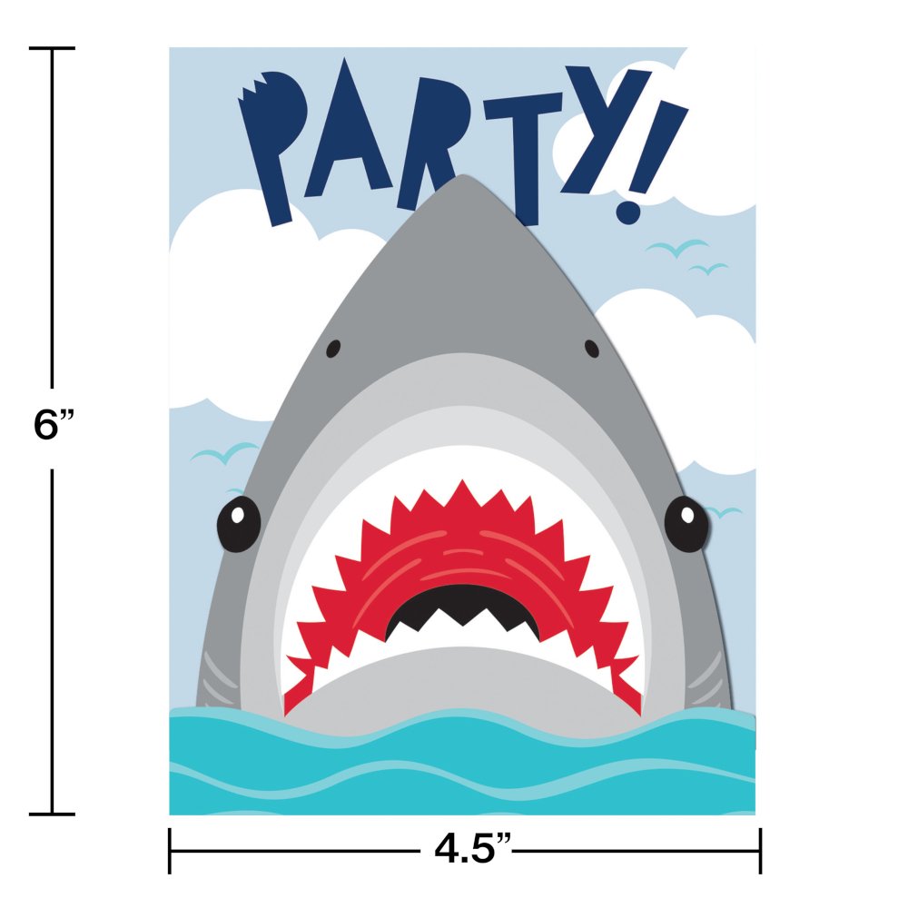 Shark Party Pop-out Invitations - 8ct