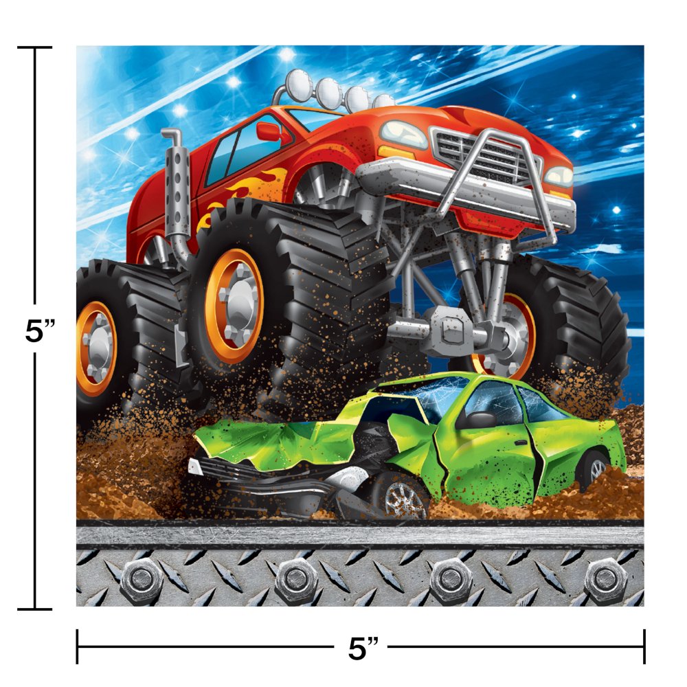 Monster Truck Rally Monster Truck Beverage Napkins - 16ct