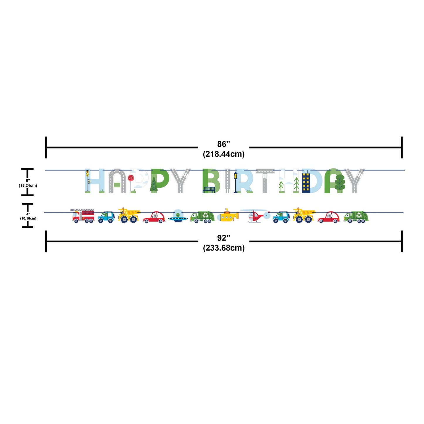 Transportation Time Happy Birthday Banner - 2ct