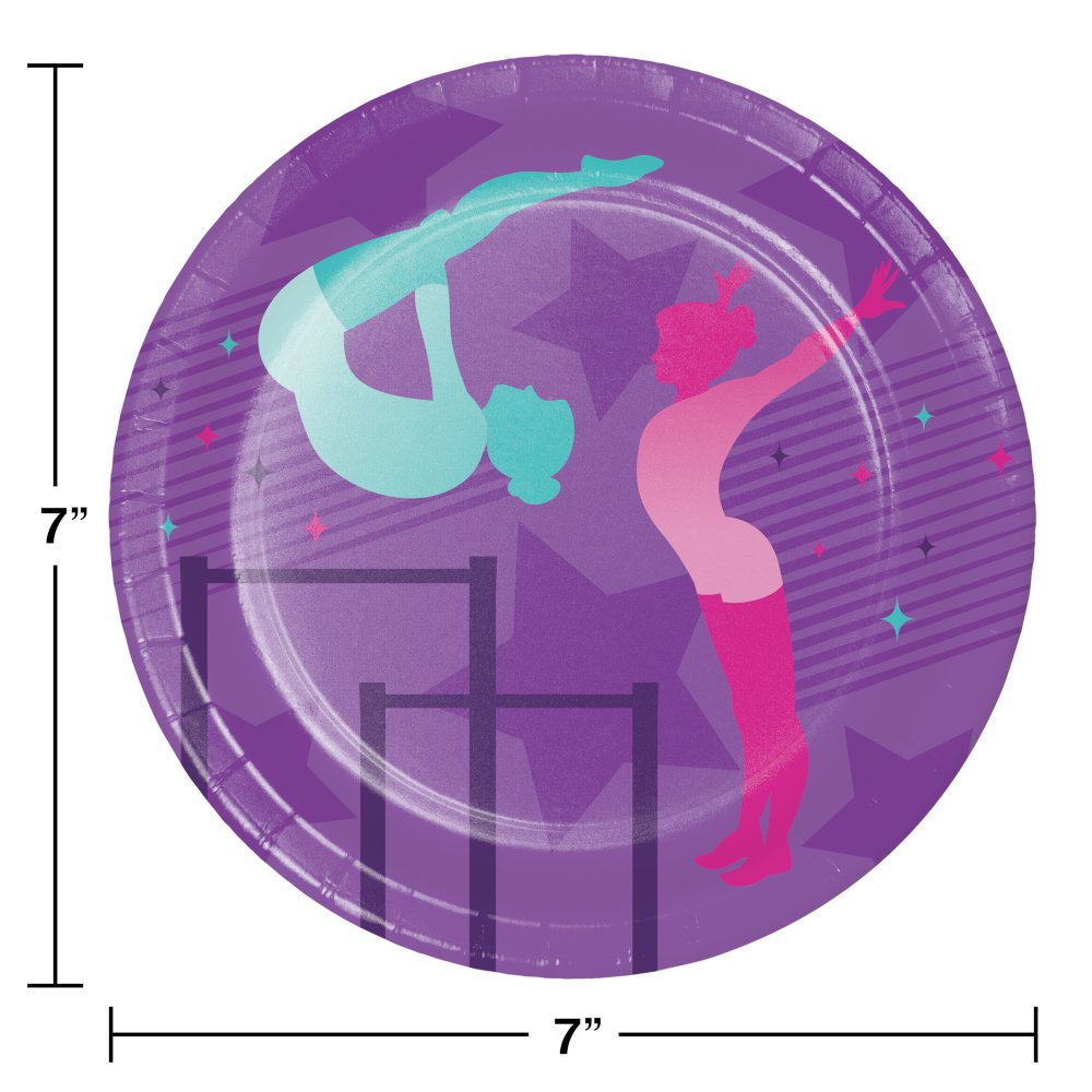 Gymnastics Party 7" Paper Plates - 8ct