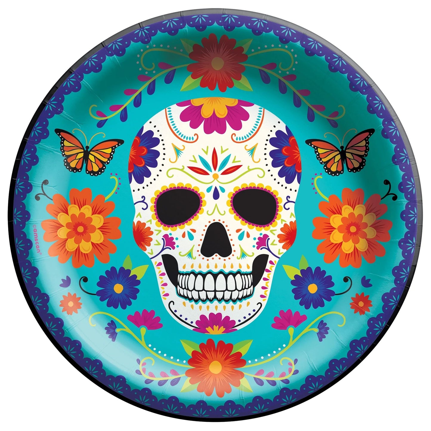 Dia De Los Muertos Day of the Dead 10" Round Plates - 20ct