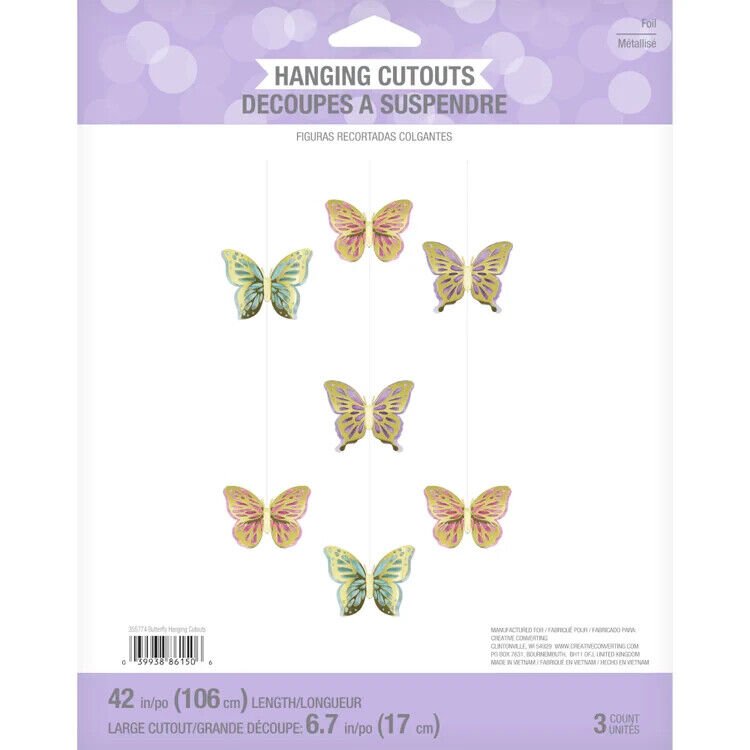 Butterfly Shimmer Hanging Decorations - 3ct