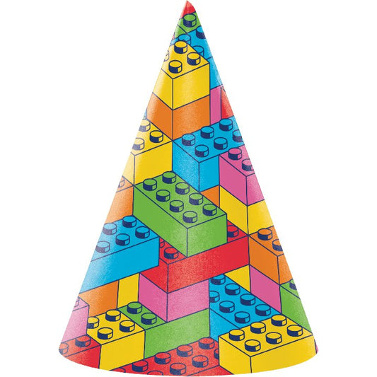 Block Bash Building Block Party Hat Child - 8ct