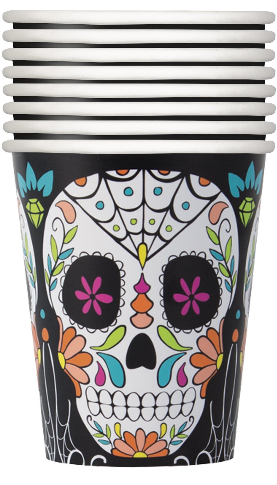 Skull Day of the Dead 9oz Paper Cups - 8ct