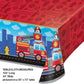 Flaming Fire Truck Fire Truck Plastic Tablecloth - 1ct