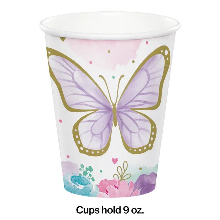 Butterfly Shimmer 9oz Paper Cups - 8ct