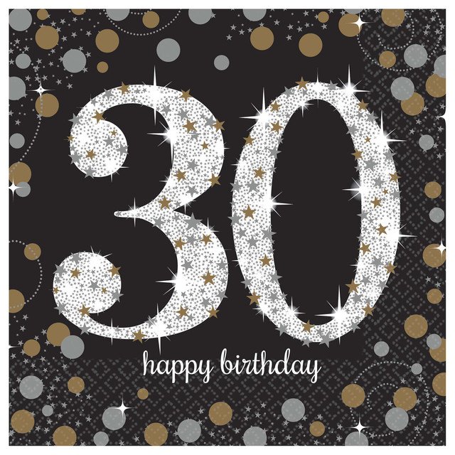 Sparkling Celebration 30th Birthday Luncheon Napkins - 16ct