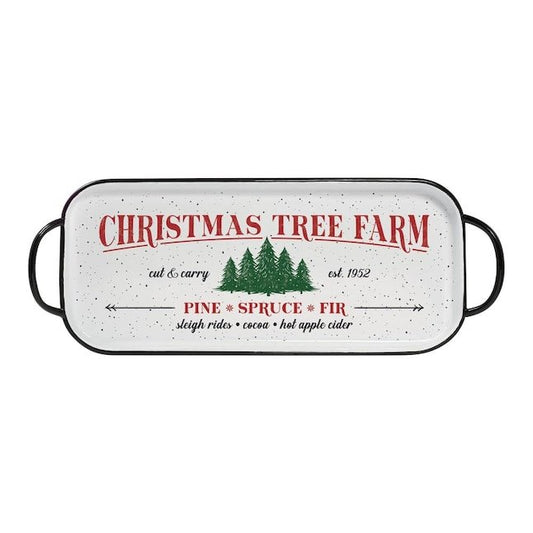 Peach State Rustic Farmhouse Style Tree Farm Metal Tray