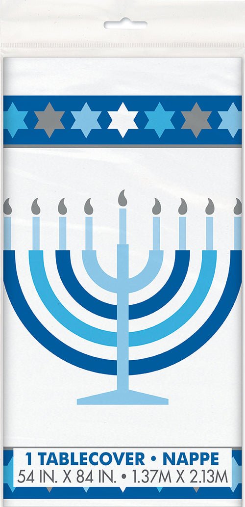 Starry Hanukkah Rectangular Plastic Table Cover - 54" x 84"