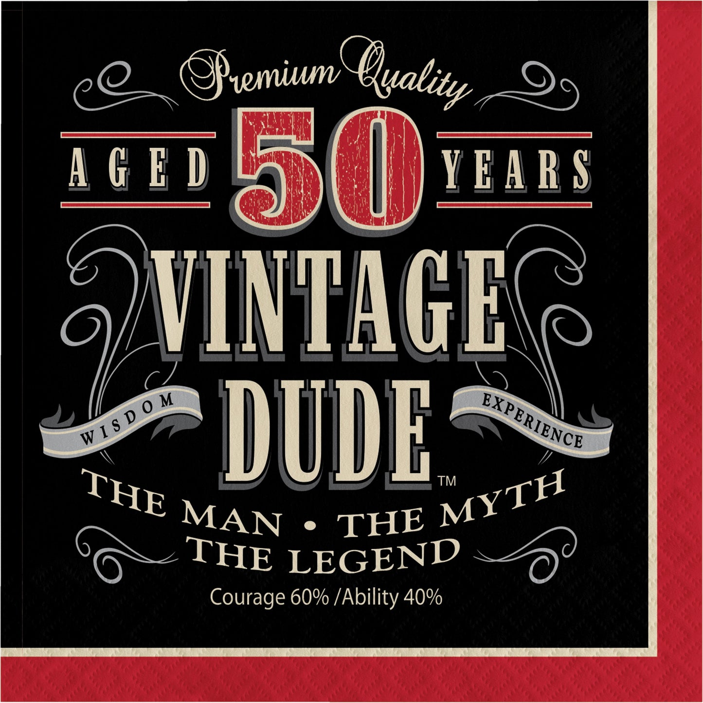 Vintage Dude 50th Birthday Luncheon Napkins - 16ct