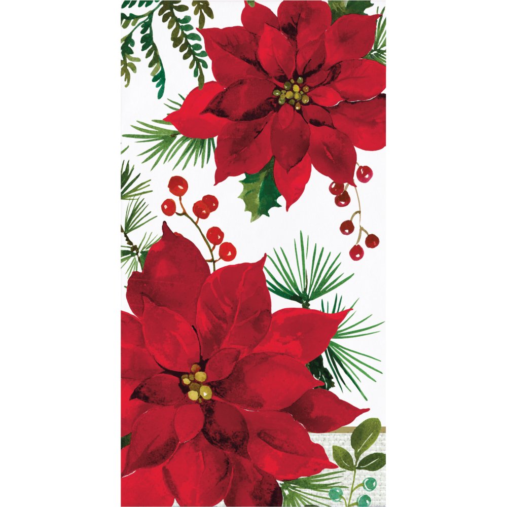 Posh Poinsettia Guest Towels - 16ct