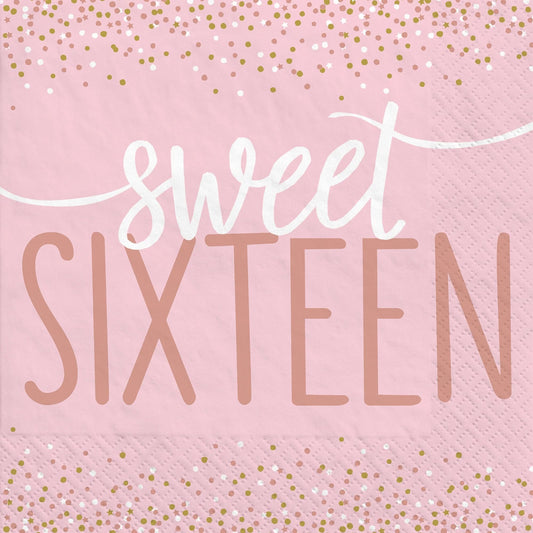 Sweet Sixteen Blush Luncheon Napkins - 16ct