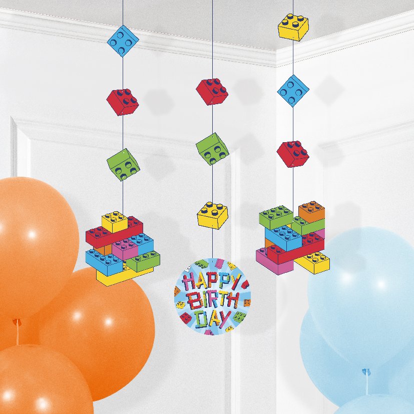 Block Bash Building Block Party Hanging Cutouts - 3ct