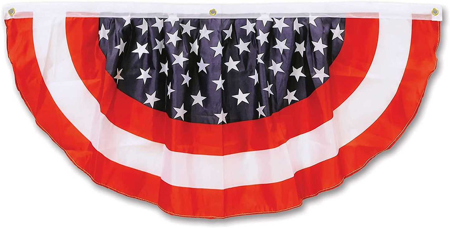 Patriotic Stars & Stripes Red, White, & Blue Fabric Bunting, 4-Feet, Pkg of 1