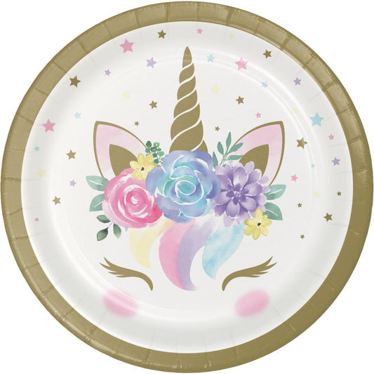 Unicorn Baby 7" Paper Plates - 8 Pack