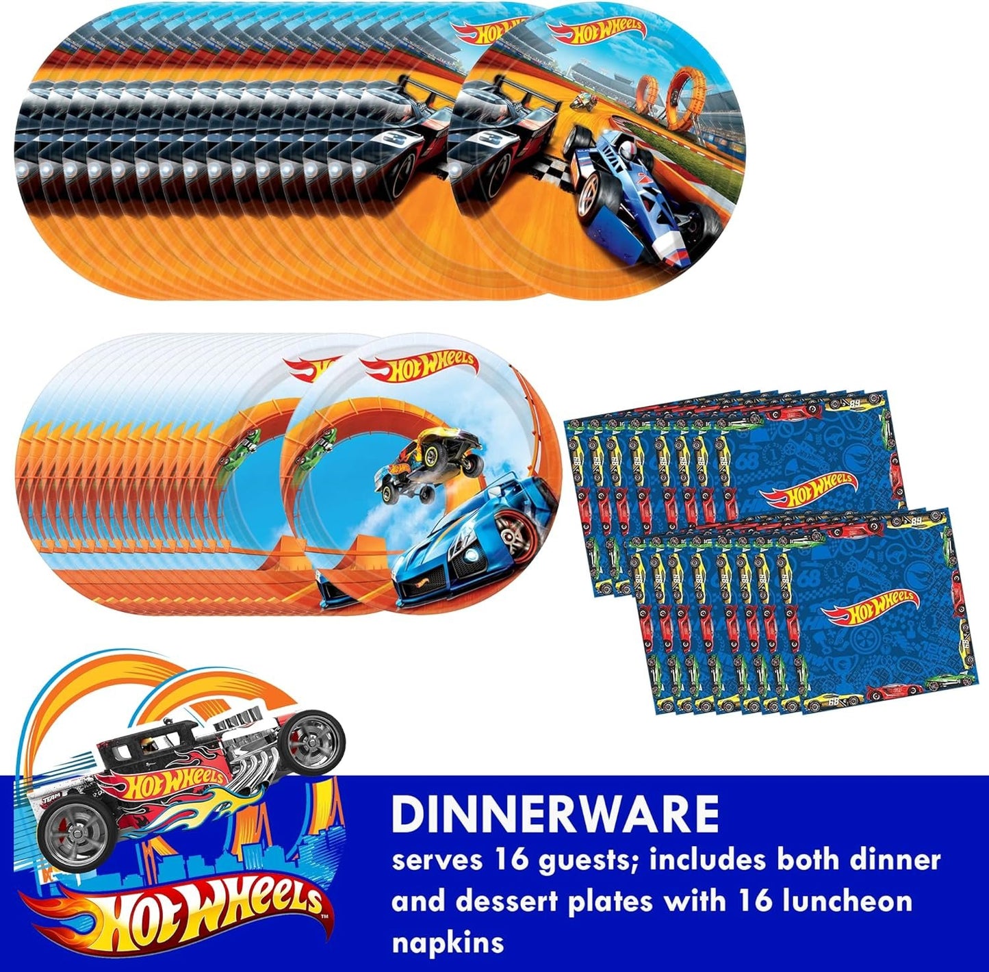 Hot Wheels Birthday Party Supplies Bundle | Hot Wheels Plates | Hot Wheels Napkins | Hot Wheels Decorations | Hot Wheels Balloons | Hot Wheels Tableware