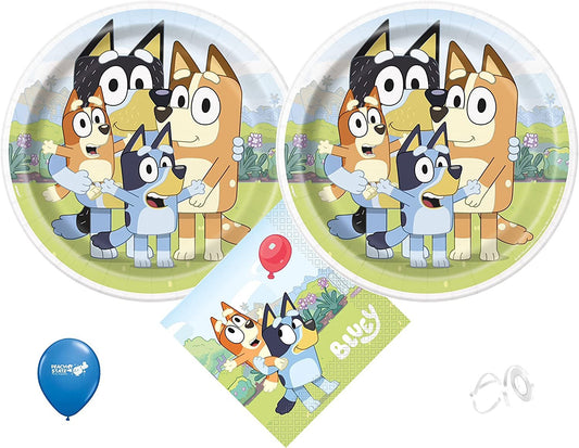 Bluey Birthday Party Supplies | Bluey Decorations | Bluey Plates | Bluey Napkins | Bluey Tableware - Serves 16