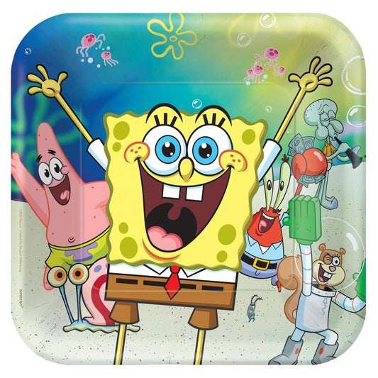 Spongebob 9" Square Plates - 8ct