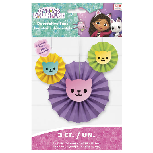 Gabby's Dollhouse Paper Fan Decorations Kit  - 3ct