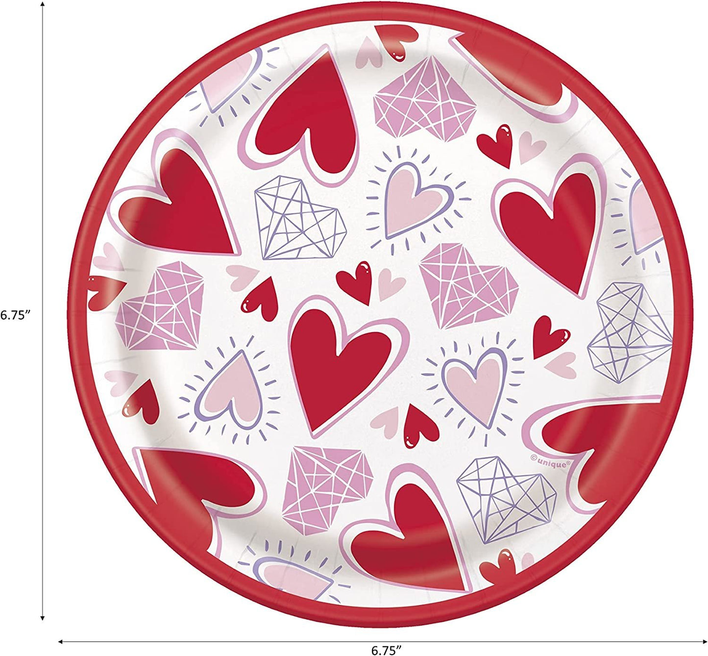 Sparkling Hearts Valentines Party Supplies Bundle | Valentines Plates | Valentines Napkins | Valentines Tableware | Valentines Decorations (Pack for 16) (Dessert for 16)