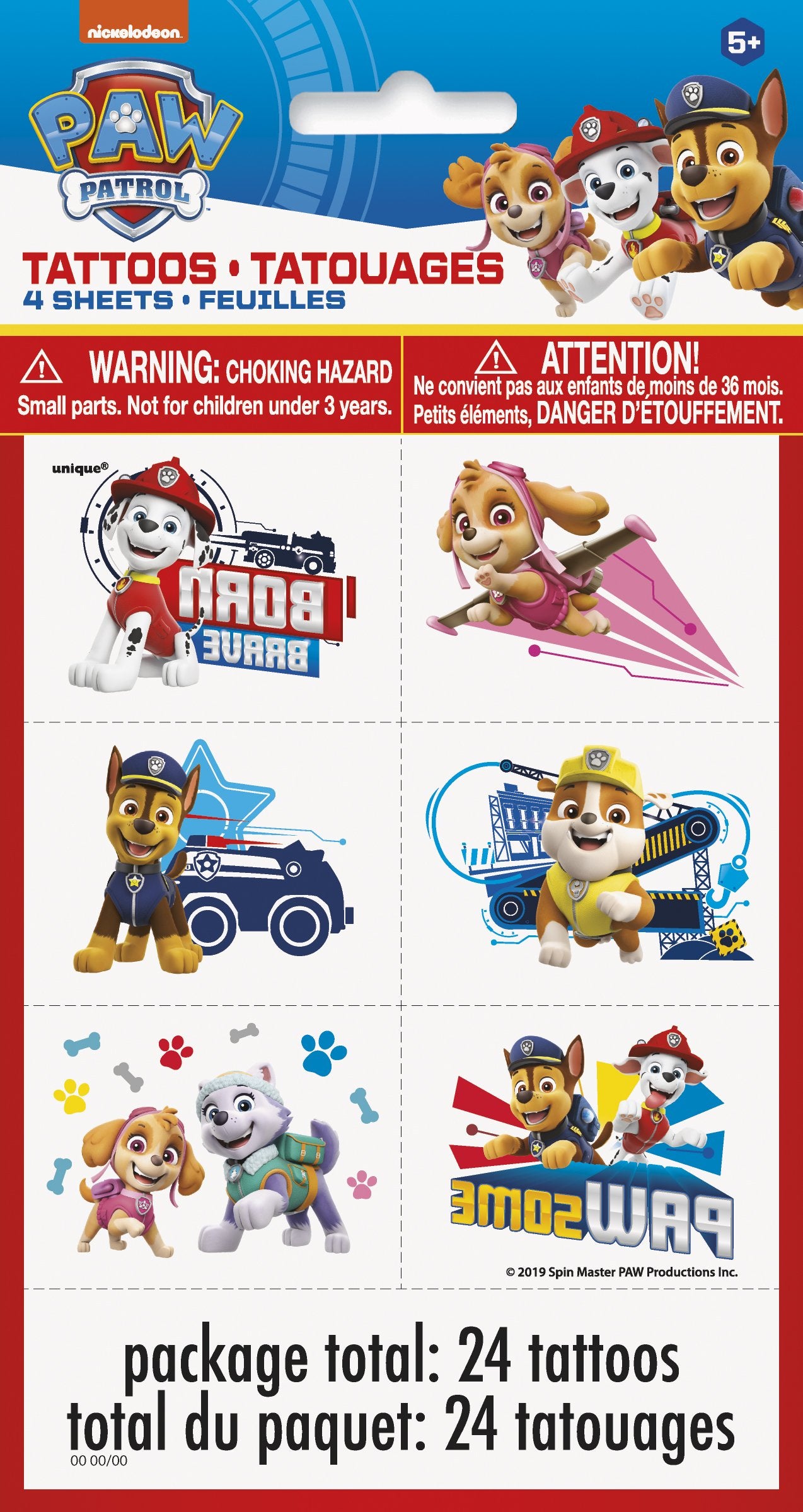 Paw Patrol Tattoo Party Favors - 4ct