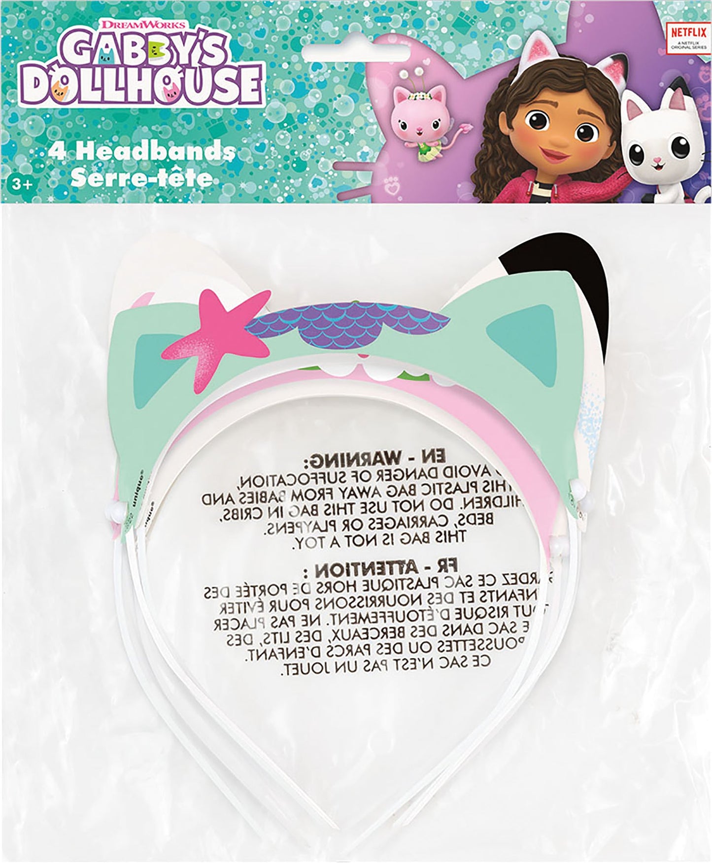 Gabby's Dollhouse Glitter Paper Headbands  - 4ct