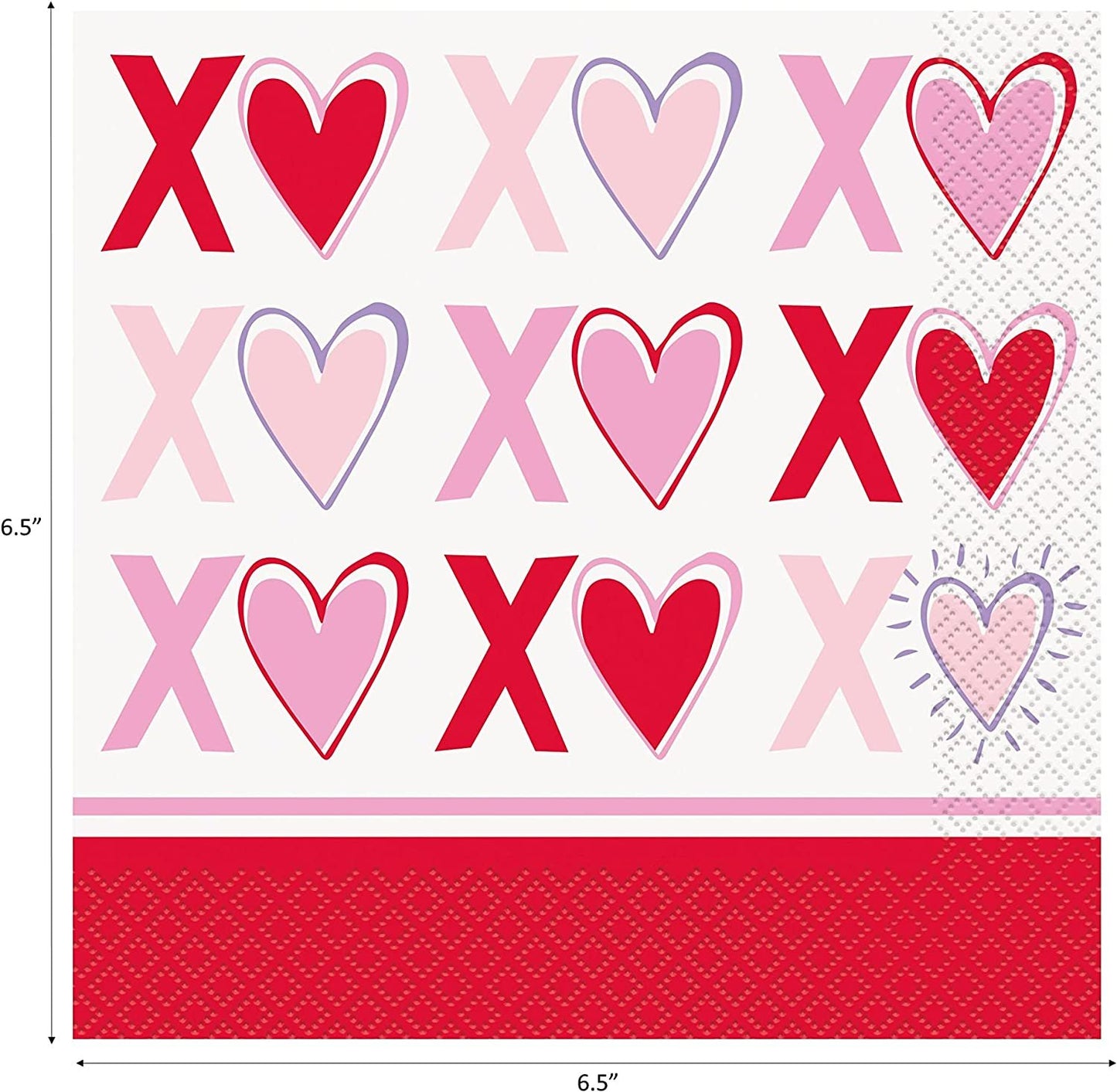 Sparkling Hearts Valentines Party Supplies Bundle | Valentines Plates | Valentines Napkins | Valentines Tableware | Valentines Decorations (Pack for 16) (Pack for 8)