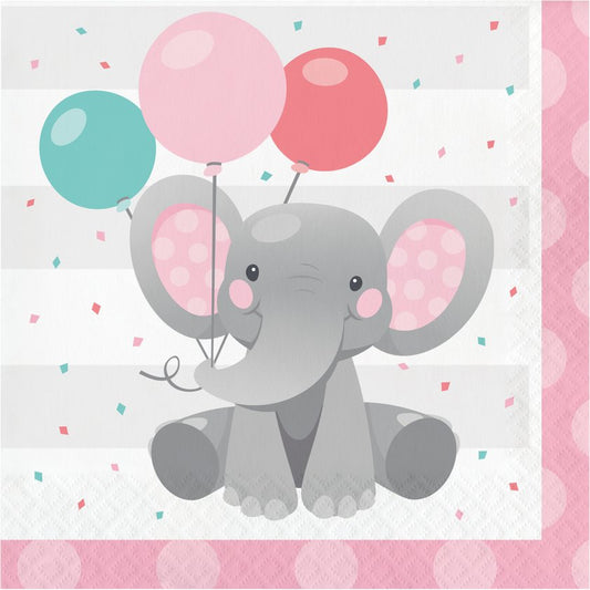 Enchanting Elephants Girl Luncheon Napkins - 16ct