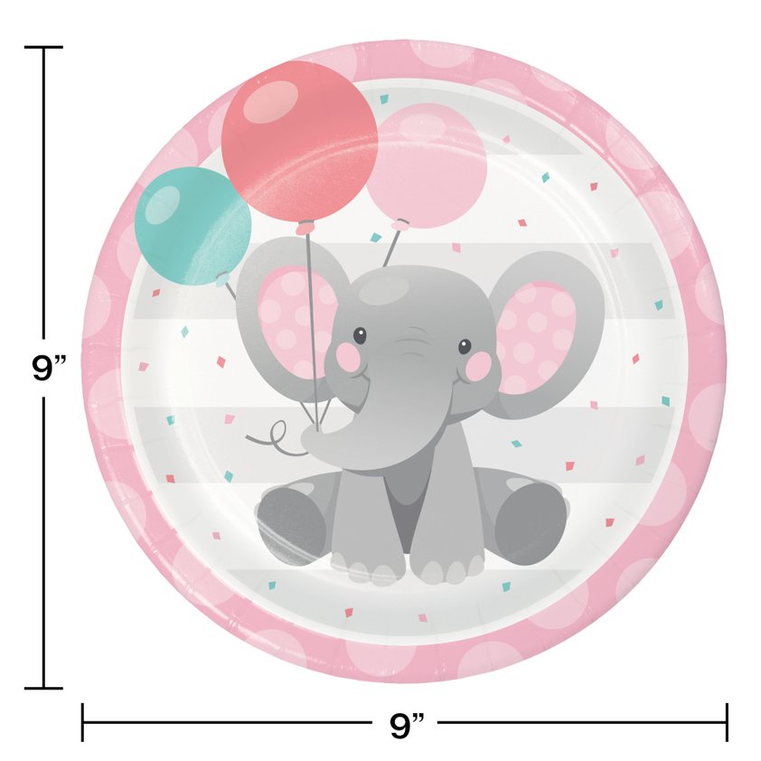 Enchanting Elephants Girl 9" Paper Plates - 8ct