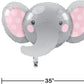 Enchanting Elephants Girl Large Mylar Shaped Balloon - 35" x 21"