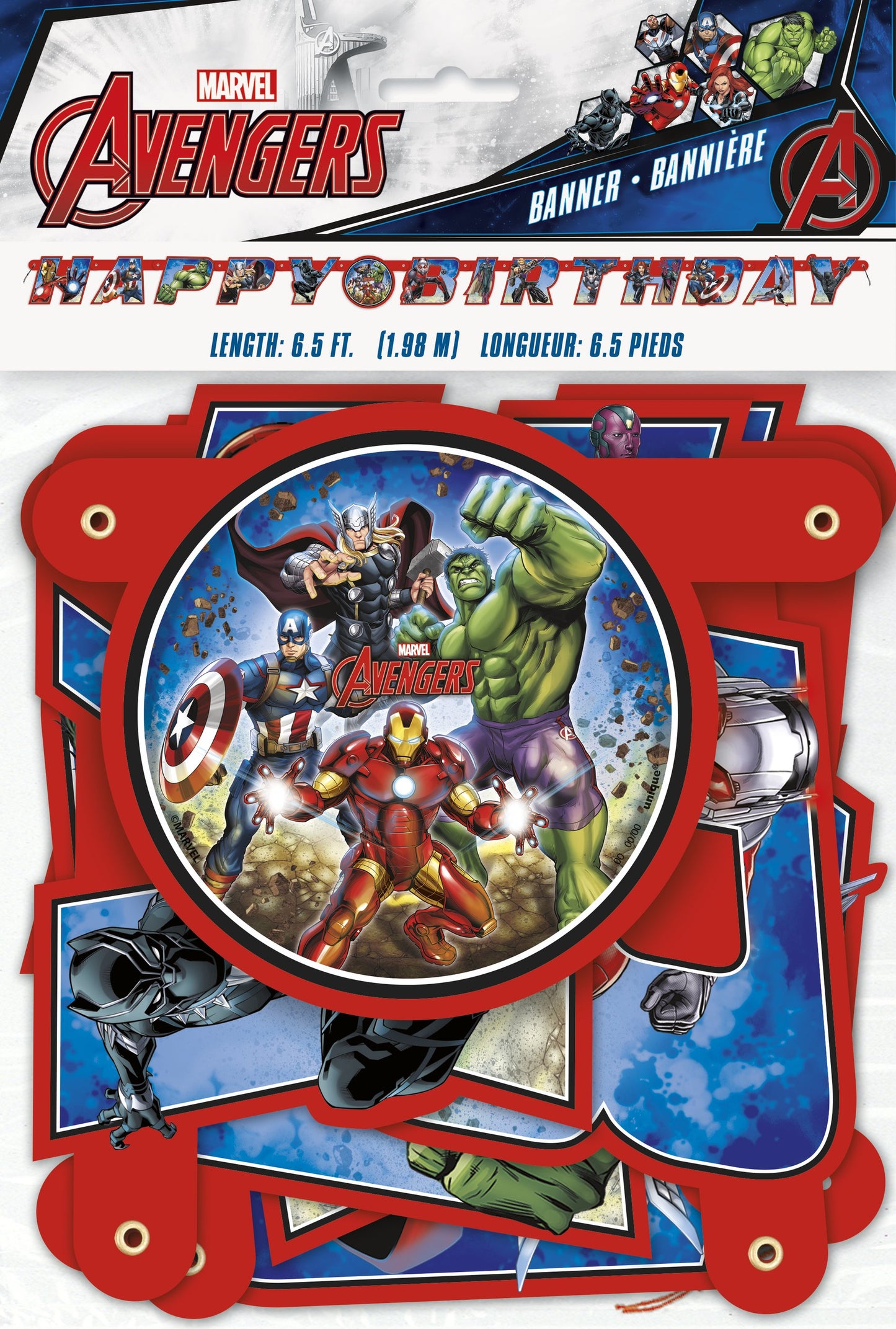 Marvel Avengers Super Hero Jointed Happy Birthday Banner