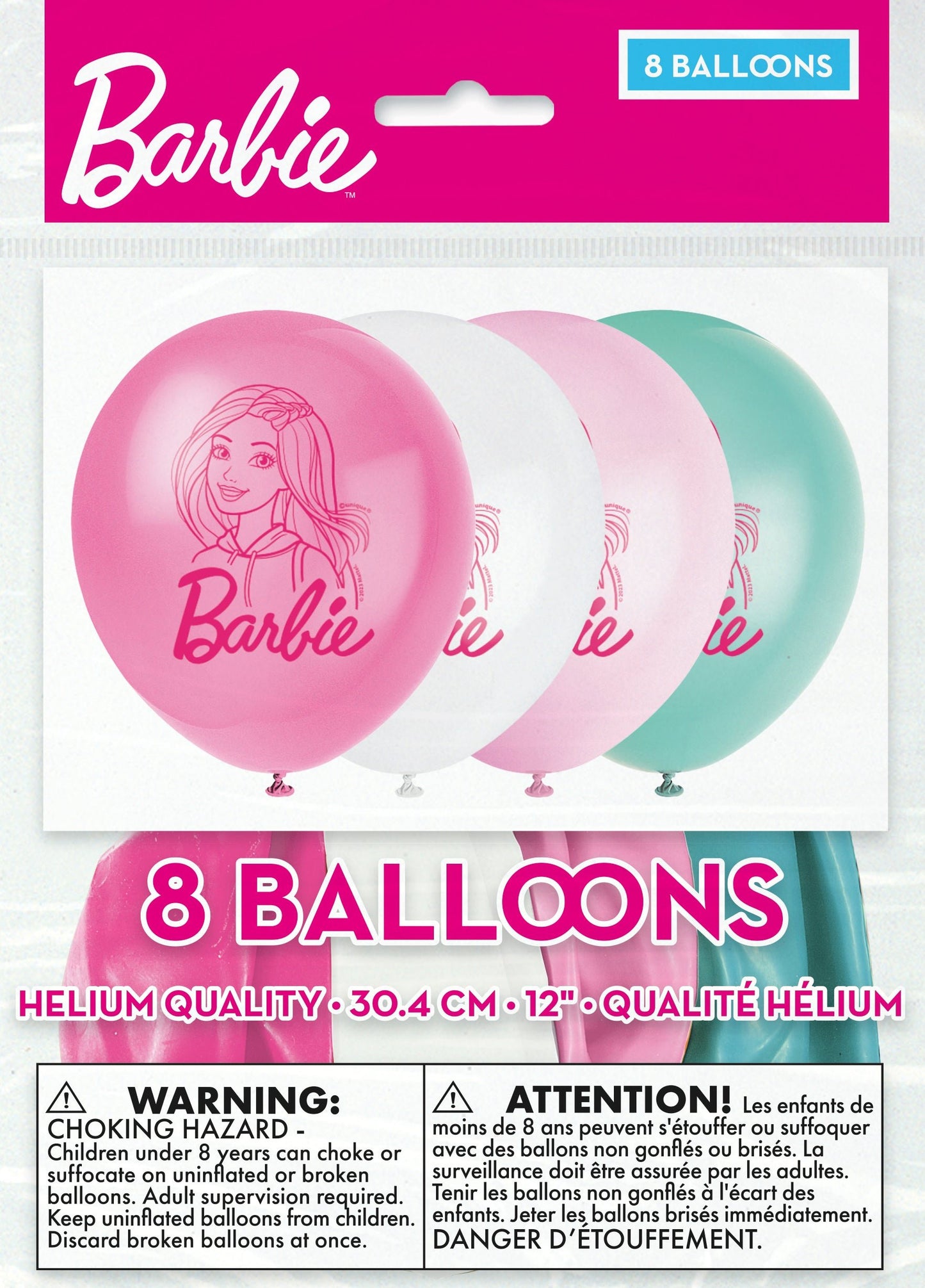 Barbie Assorted Colors 12" Latex Balloons - 8ct