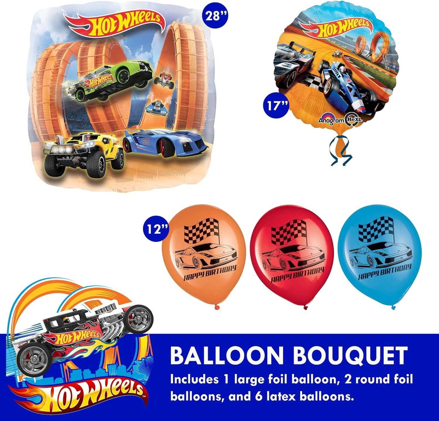 Hot Wheels Birthday Party Supplies Bundle | Hot Wheels Plates | Hot Wheels Napkins | Hot Wheels Decorations | Hot Wheels Balloons | Hot Wheels Tableware