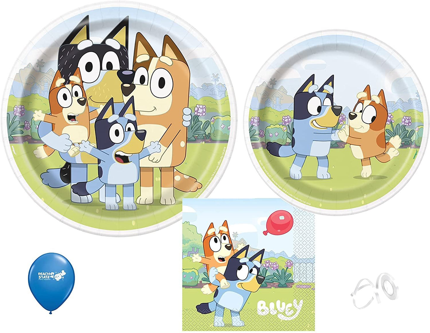 Bluey Birthday Party Supplies | Bluey Decorations | Bluey Plates | Bluey Napkins | Bluey Tableware - Serves 16